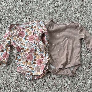 Charming Floral and Solid Kids Bodysuit Set